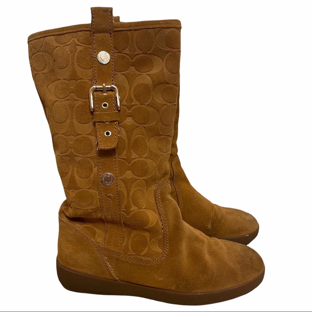 Coach Suede Signature Tulip Winter Boots - Tan